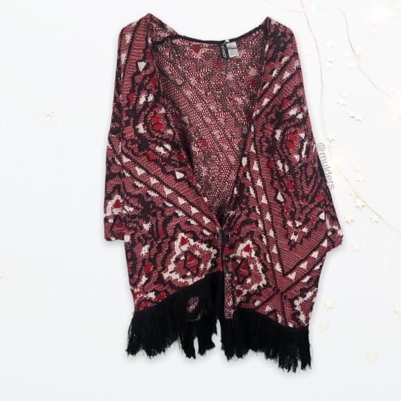 Divided by H&M Jacquard Knit Open Southwestern Bohemian Cardigan Sweater - Picture 1 of 10